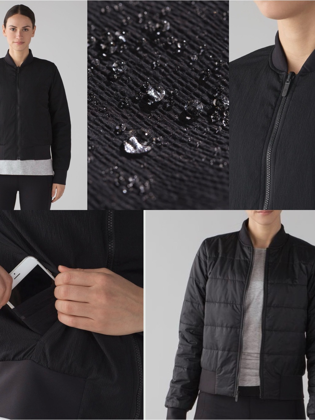 Lululemon Athletica Reversible Black Quilted Lightweight Bomber Jacket